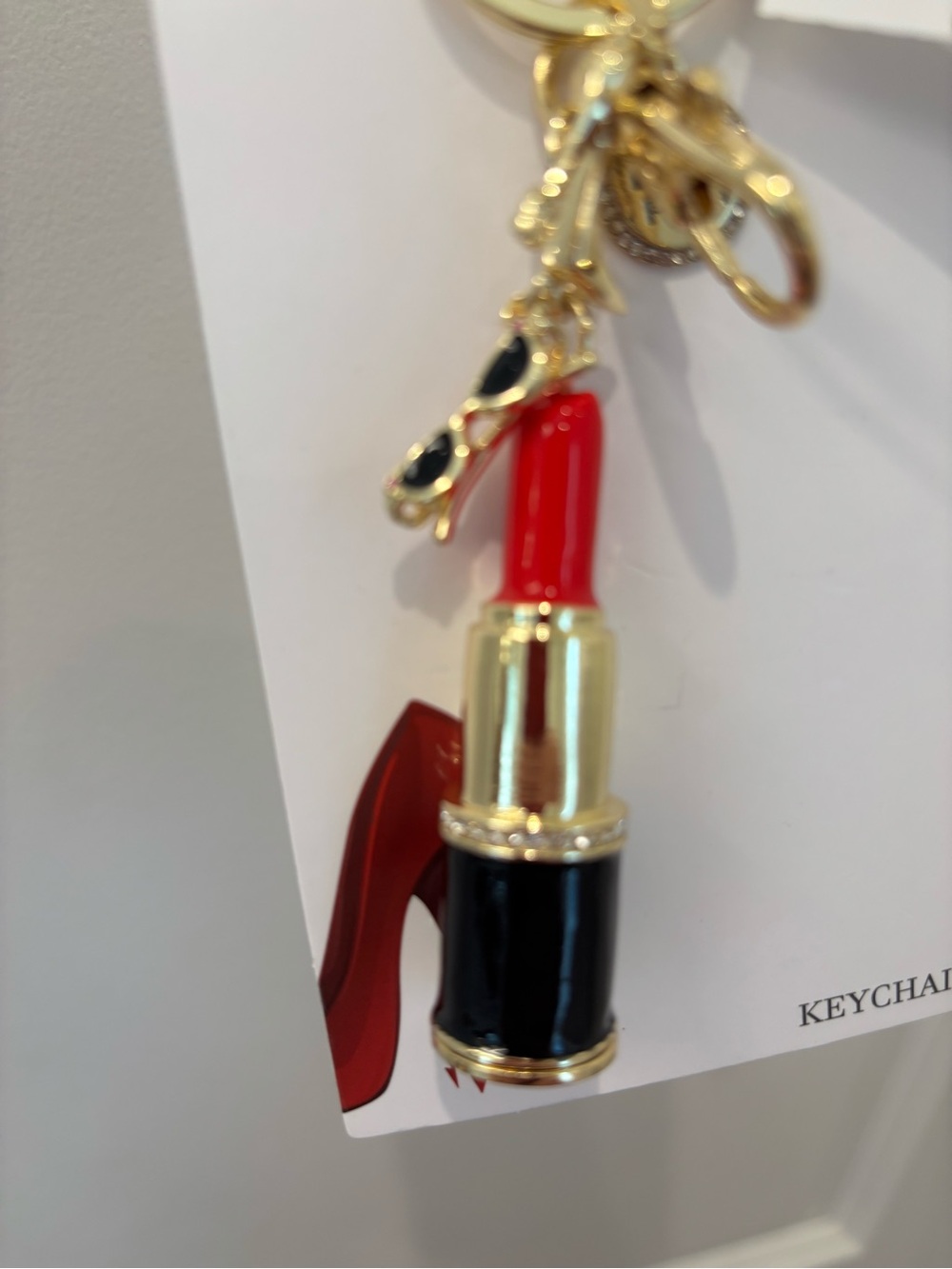 NWT The Devil Wears Prada Gold-Tone Logo Bag Charm Keyring